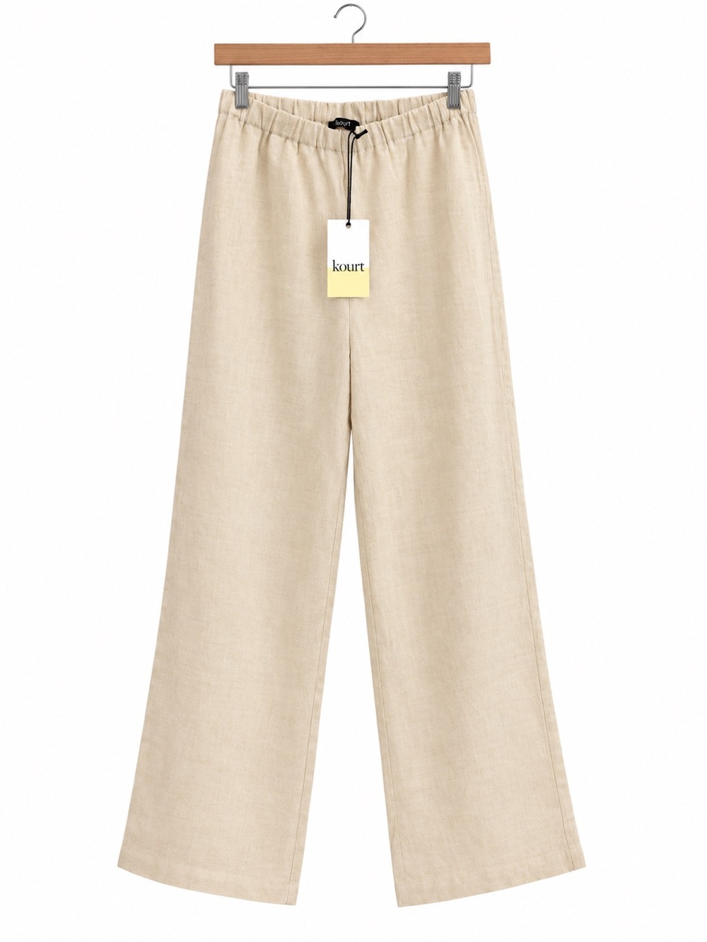Kourt Women’s Wide-Leg Linen Pants in Beige